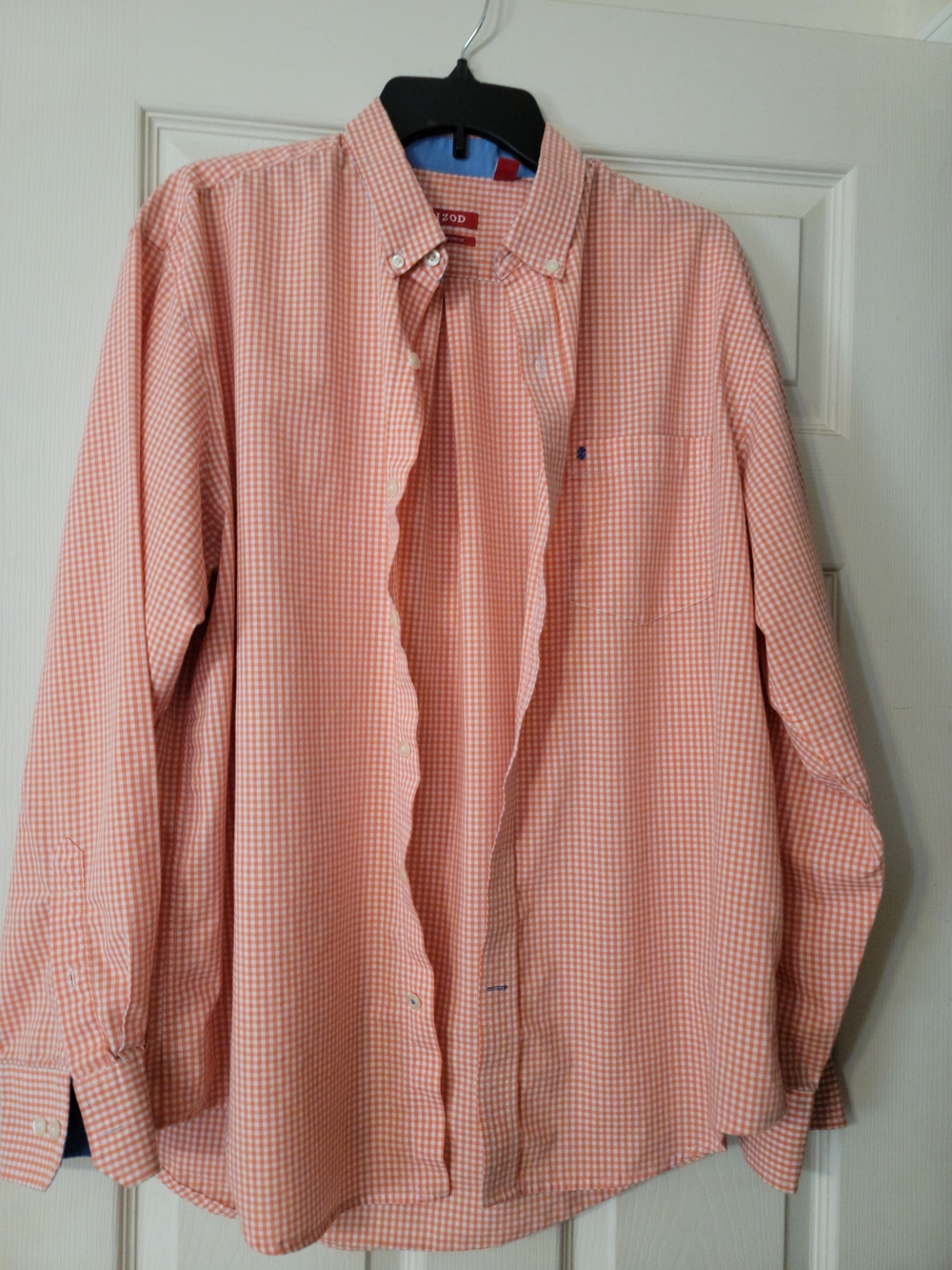 Izod Men’s Orange Gingham Button-Down Shirt